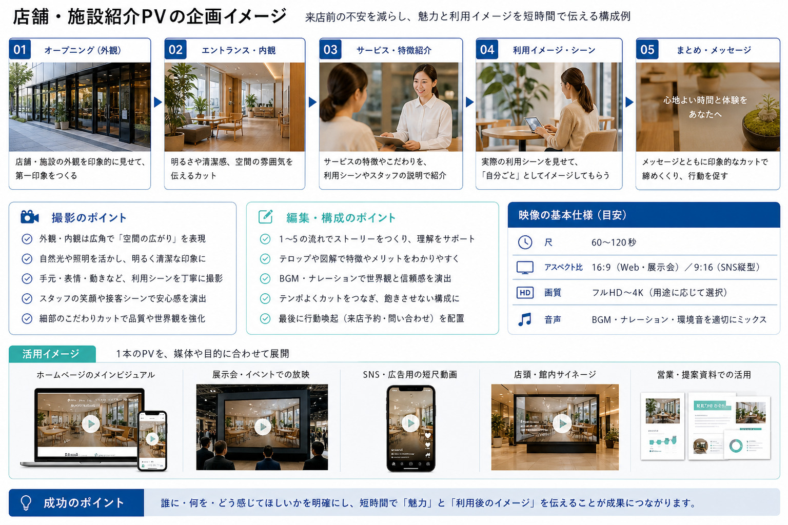 店舗・施設紹介PVの構成イメージ