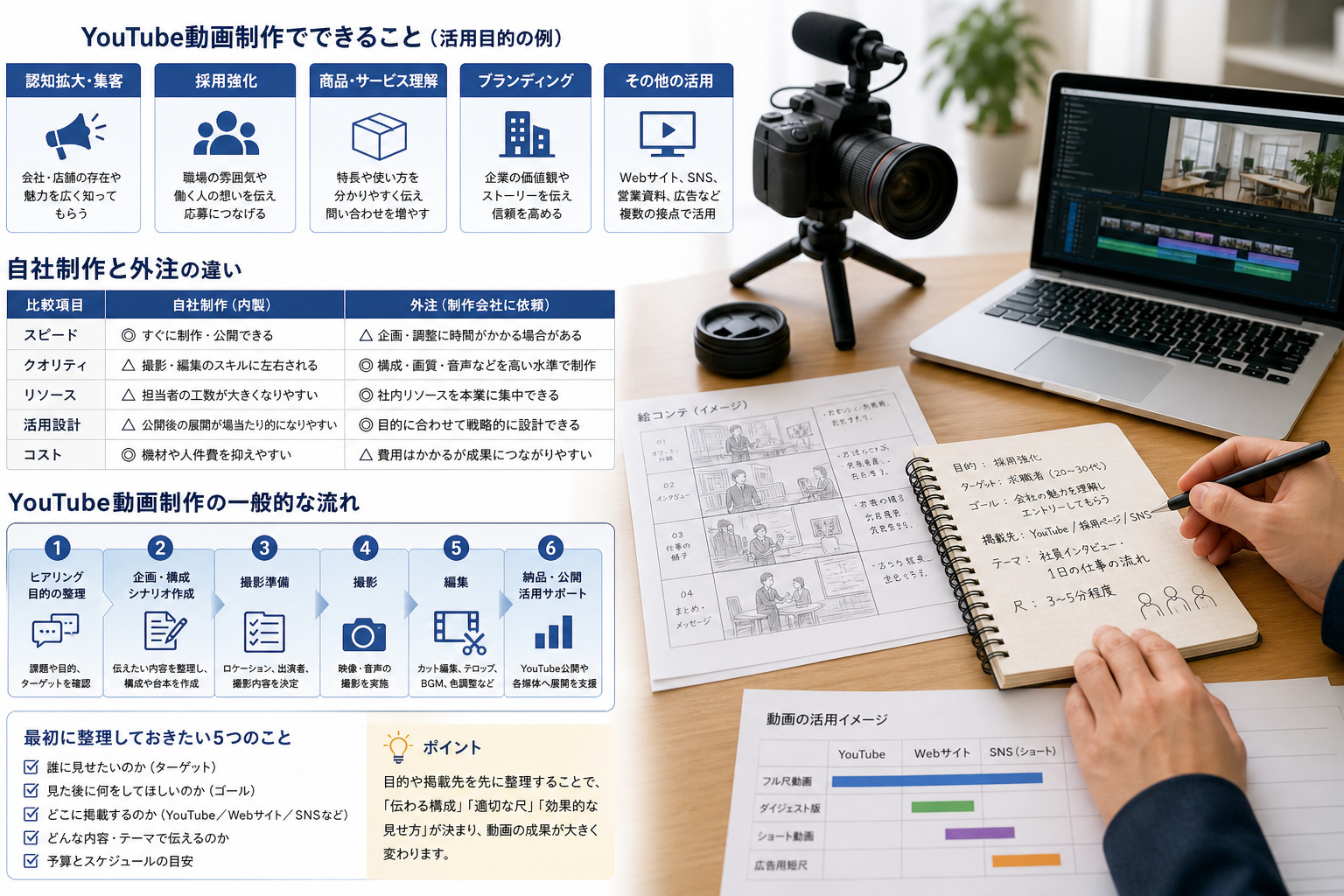 名古屋でYouTube動画制作の企画を検討するイメージ
